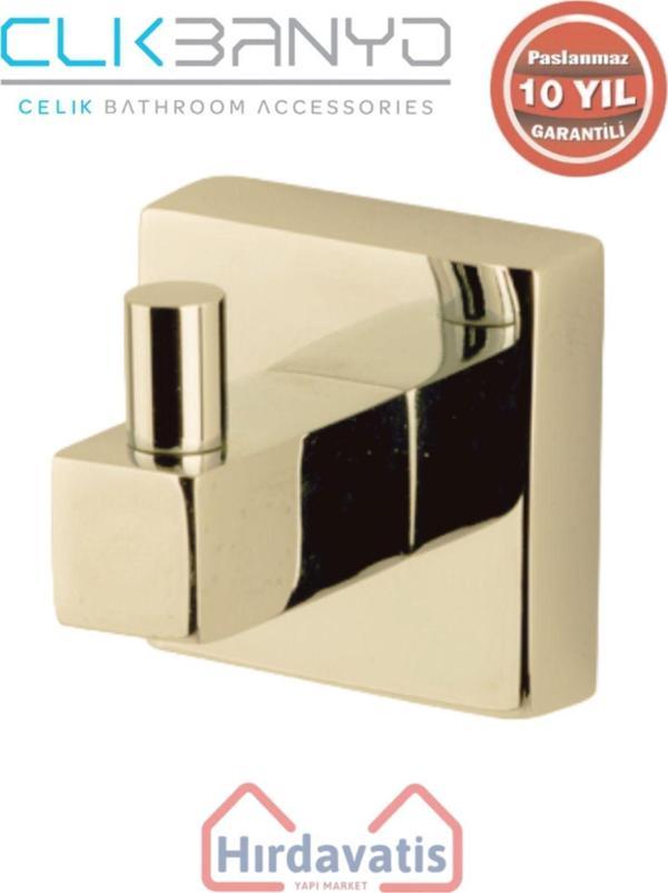 Çelik Banyo Paslanmaz Pirinç Tamay Tekli Askılık Altın Sarı Gold - Image 1