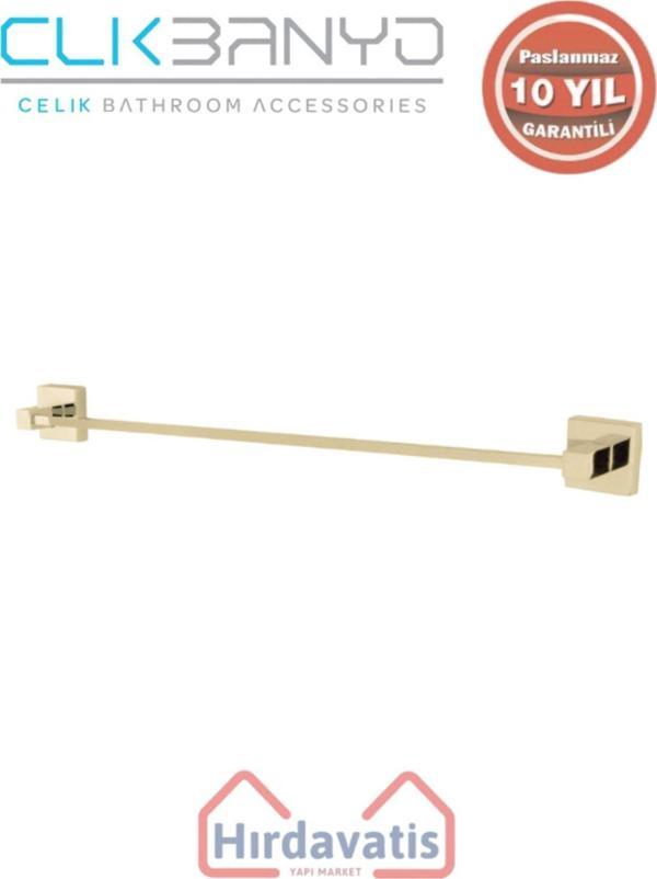 Çelik Banyo Paslanmaz Pirinç Tamay Uzun Havluluk  50Cm Altın Sarı Gold - Image 1