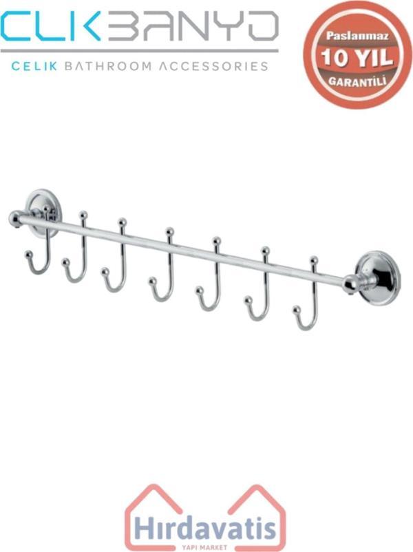 Çelik Banyo Paslanmaz Pirinç Bella Çıkmalı Kanca Yedili Askılık - Image 1