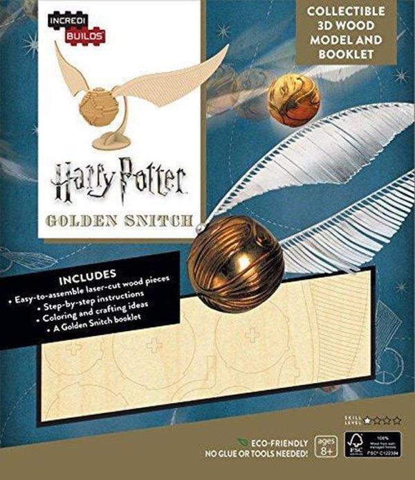 IncrediBuilds-Harry Potter: Golden Snitch 3D Wood Model and Booklet - Insight Toys - Image 1