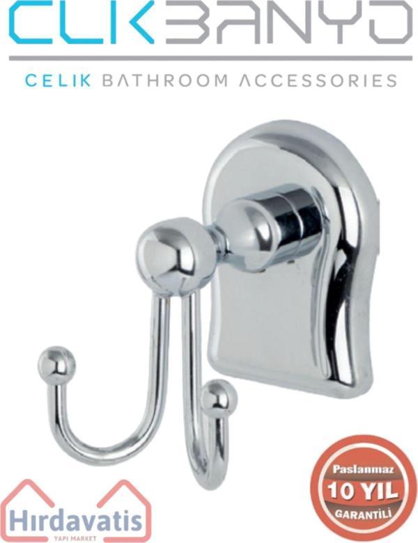 Çelik Banyo Paslanmaz Pirinç Lale Bornozluk Çiftli - Image 1