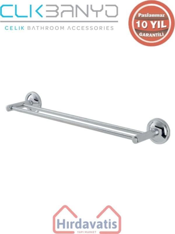 Çelik Banyo Paslanmaz Pirinç Bella İkili İnce Uzun Havluluk 50Cm - Image 1