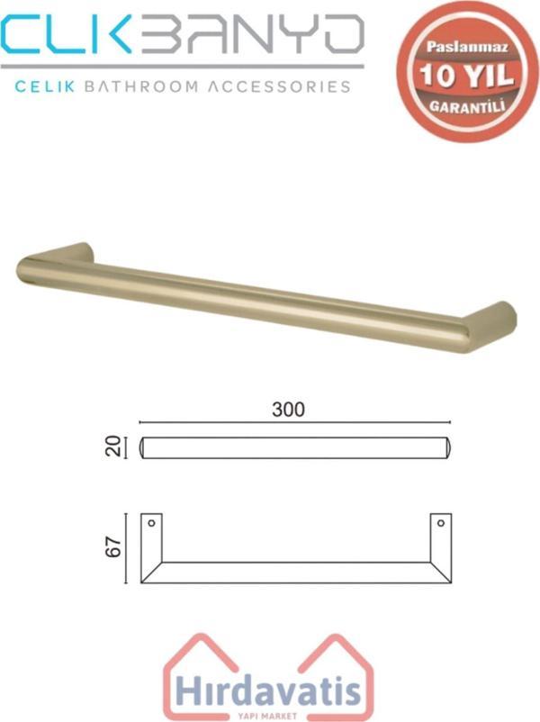 Çelik Banyo Paslanmaz Pirinç Flora Küvet Kolu Rozetsiz 30Cm Altın Sarı Gold - Image 1