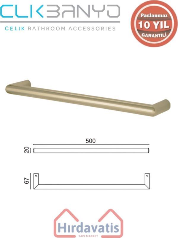 Çelik Banyo Paslanmaz Pirinç Flora Küvet Kolu Rozetsiz 50Cm Altın Sarı Gold - Image 1
