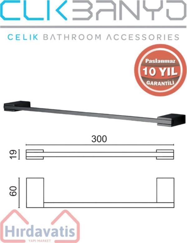 Çelik Banyo Paslanmaz Pirinç Titanik 30 Cm Uzun Havluluk Mat Siyah - Image 1
