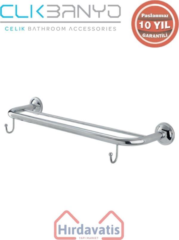 Çelik Banyo Paslanmaz Pirinç Bella İkili Uzun Havluluk Kancalı 50Cm - Image 1