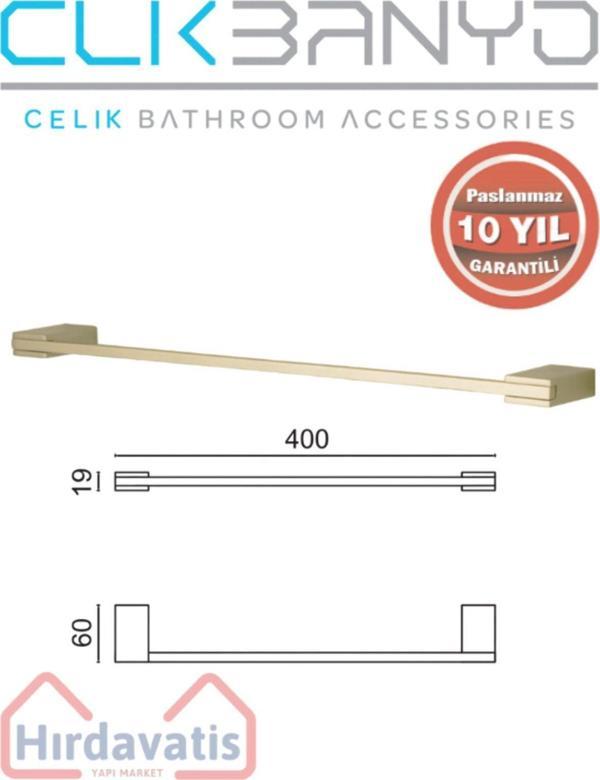 Çelik Banyo Paslanmaz Pirinç Titanik 40 Cm Uzun Havluluk Altın Sarı Gold - Image 1