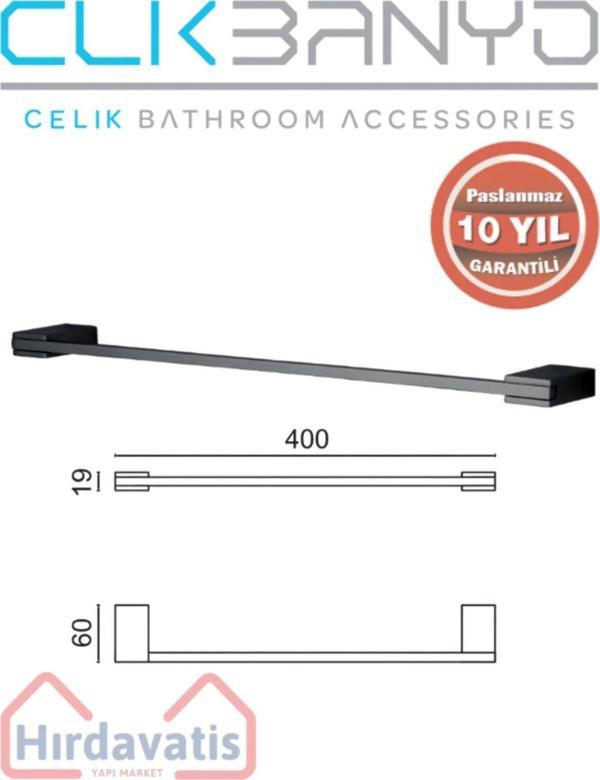 Çelik Banyo Paslanmaz Pirinç Titanik 40 Cm Uzun Havluluk Mat Siyah - Image 1