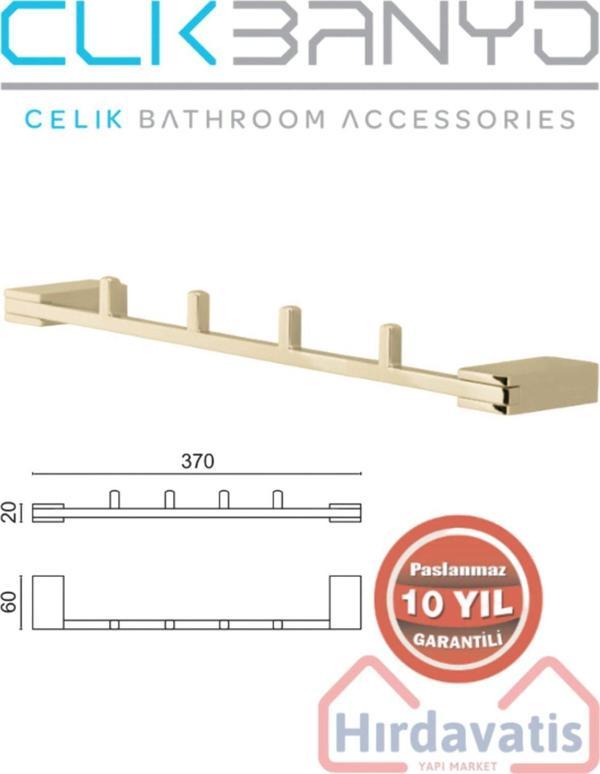 Çelik Banyo Paslanmaz Pirinç Titanik 4'Lü Askılık Havlu Askısı Altın Gold - Image 1