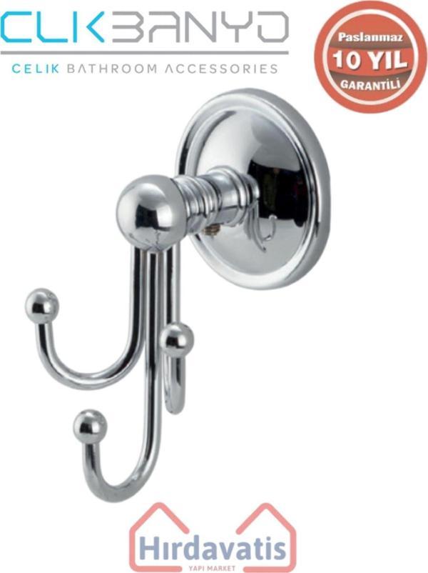 Çelik Banyo Paslanmaz Pirinç Bella Klasik Üçlü Askılık - Image 1