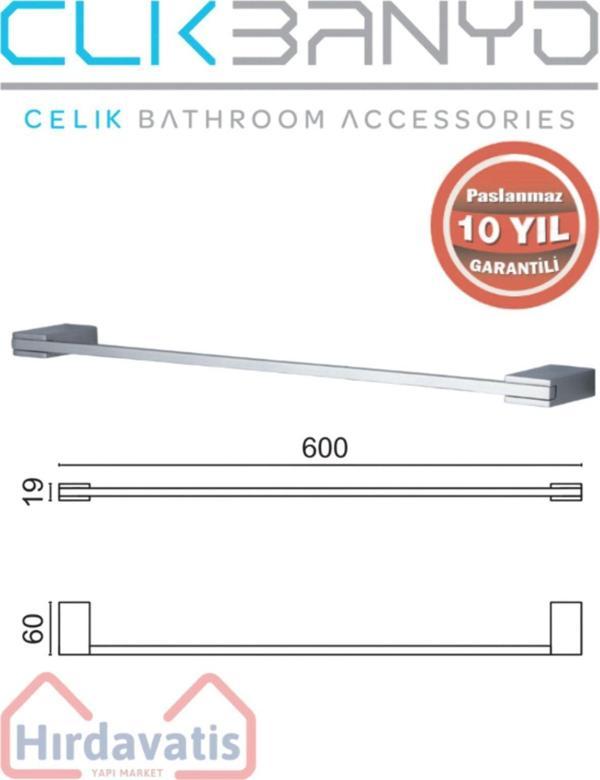 Çelik Banyo Paslanmaz Pirinç Titanik 60 Cm Uzun Havluluk - Image 1