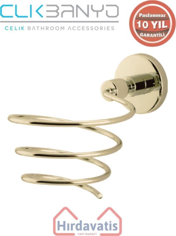 Çelik Banyo Paslanmaz Pirinç Flora Saç Kurutma Aparatı Altın Sarı Gold - Image 1