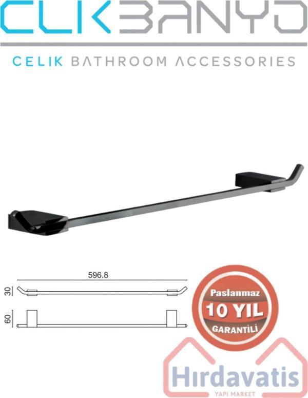 Çelik Banyo Paslanmaz Pirinç Titanik 60Cm Uzun Havluluk Mat Siyah - Image 1