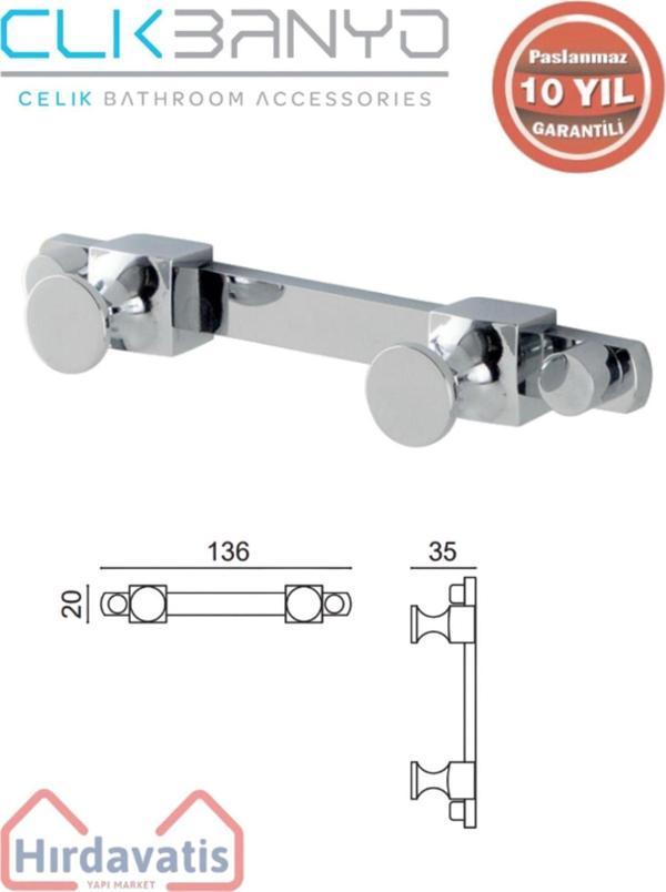 Çelik Banyo Paslanmaz Pirinç Mercan 2’Li Bornozluk - Image 1