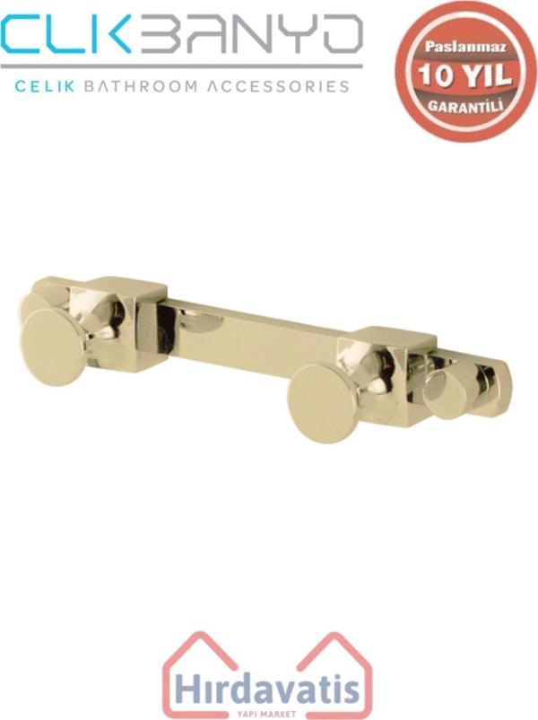 Çelik Banyo Paslanmaz Pirinç Mercan 2’Li Bornozluk Altın Sarı Gold - Image 1