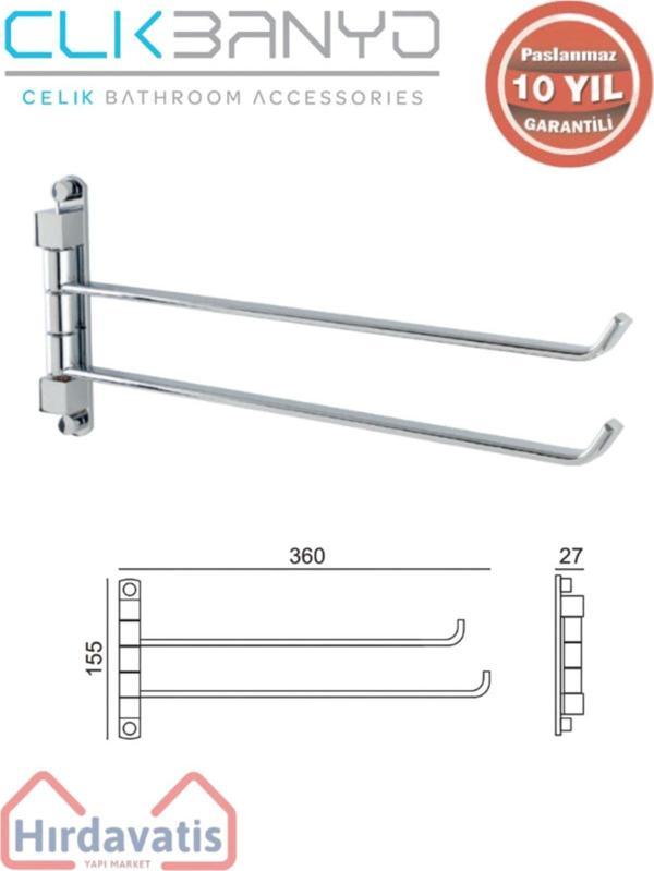 Çelik Banyo Paslanmaz Pirinç Mercan 2’Li Döner Havluluk - Image 1