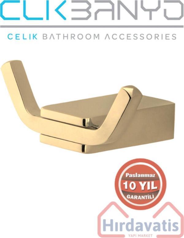 Çelik Banyo Paslanmaz Pirinç Titanik Bornozluk Havlu Askısı Altın Sarı Gold - Image 1