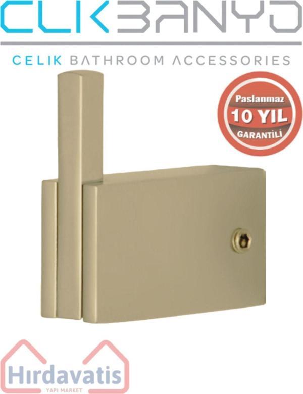 Çelik Banyo Paslanmaz Pirinç Titanik Bornozluk Tekli Havlu Askısı Altın Sarı Gold - Image 1