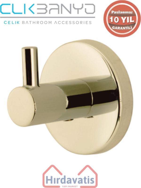 Çelik Banyo Paslanmaz Pirinç Flora Tekli Askılık Altın Sarı Gold - Image 1
