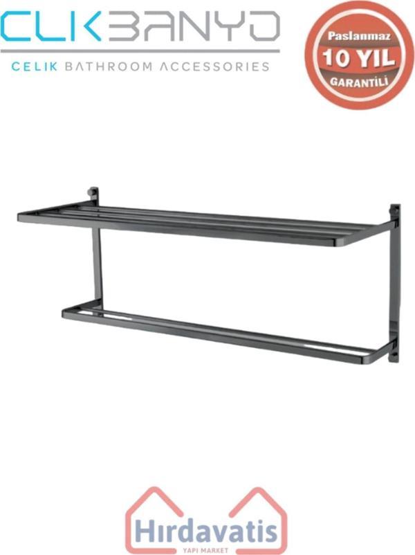 Çelik Banyo Paslanmaz Pirinç Mercan 2’Li Havluluk 50Cm Mat Siyah - Image 1