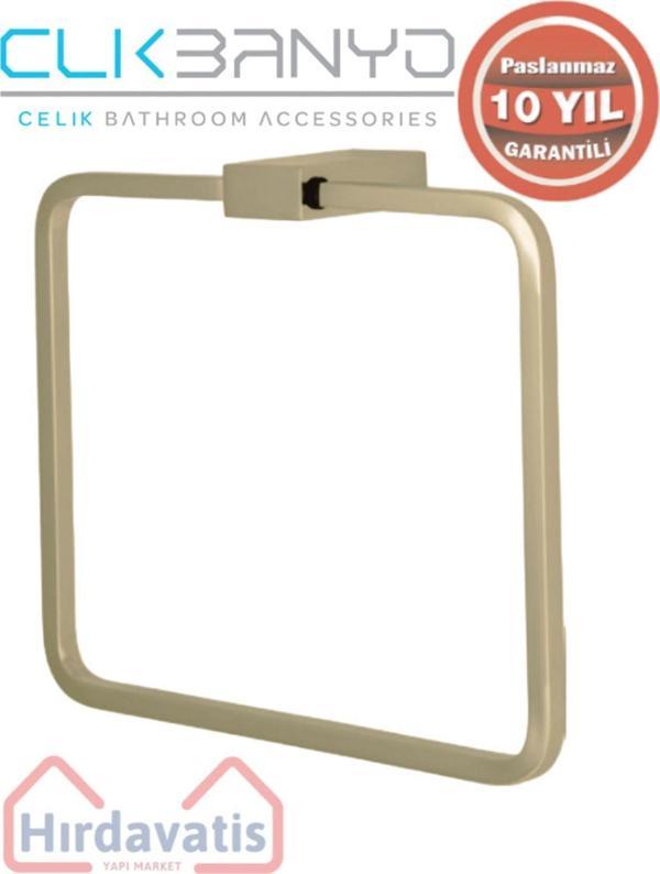 Çelik Banyo Paslanmaz Pirinç Titanik Kare Havluluk Altın Sarı Gold - Image 1