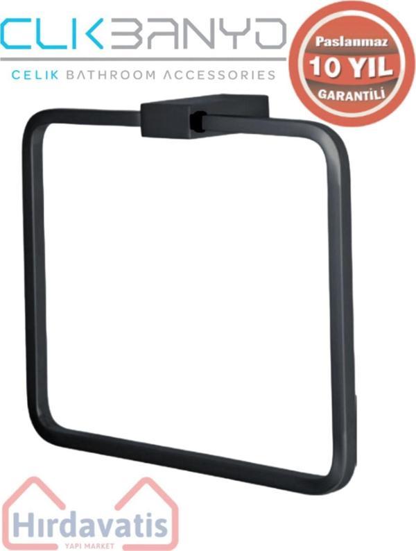 Çelik Banyo Paslanmaz Pirinç Titanik Kare Havluluk Mat Siyah - Image 1