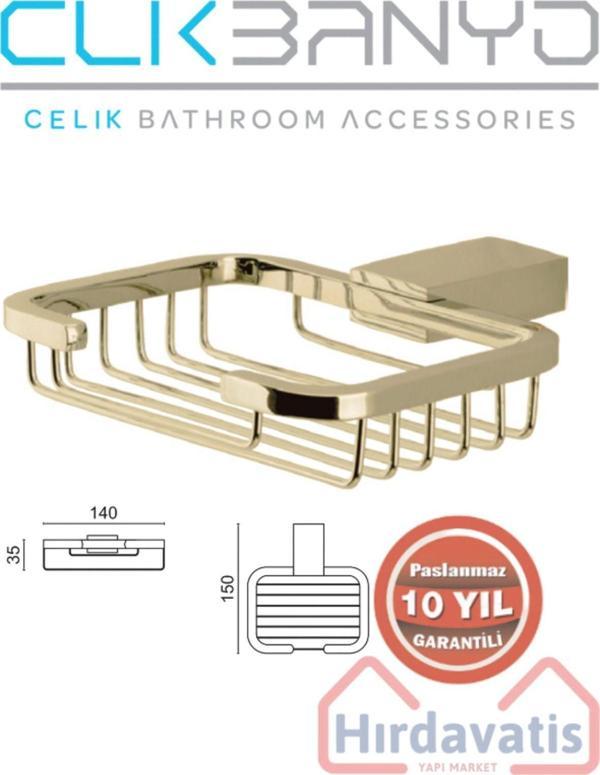 Çelik Banyo Paslanmaz Pirinç Titanik Montajlı Katı Sabunluk Altın Gold - Image 1