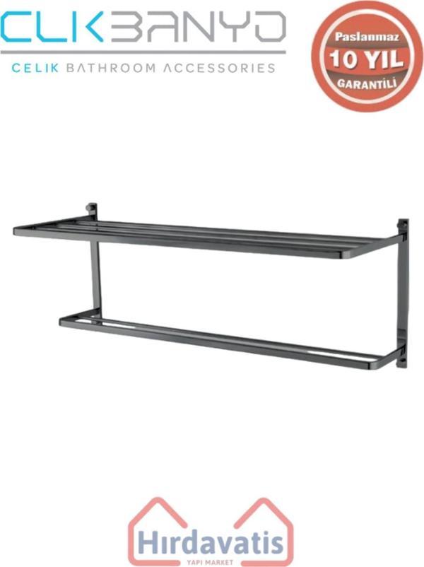 Çelik Banyo Paslanmaz Pirinç Mercan 2’Li Havluluk 60Cm Mat Siyah - Image 1