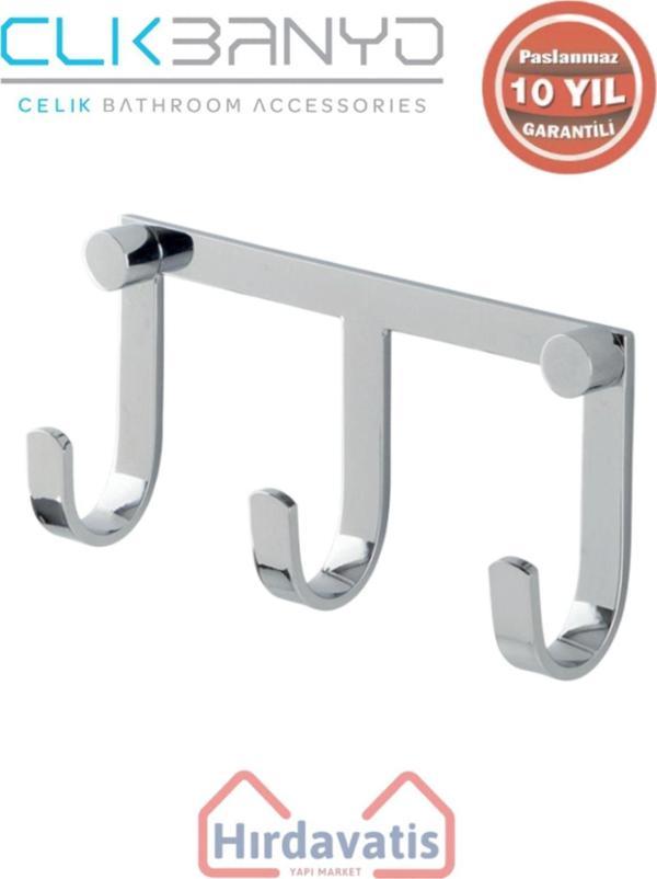 Çelik Banyo Paslanmaz Pirinç Bella Linda Üçlü Askılık - Image 1