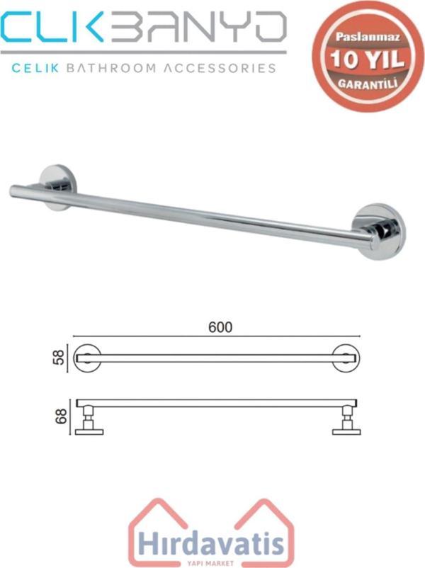 Çelik Banyo Paslanmaz Pirinç Flora Uzun Havluluk 60Cm - Image 1