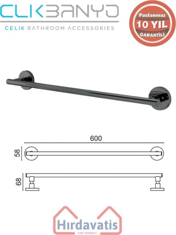 Çelik Banyo Paslanmaz Pirinç Flora Uzun Havluluk 60Cm Mat Siyah - Image 1