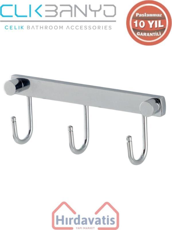 Çelik Banyo Paslanmaz Pirinç Bella Milas Üçlü Askılık - Image 1