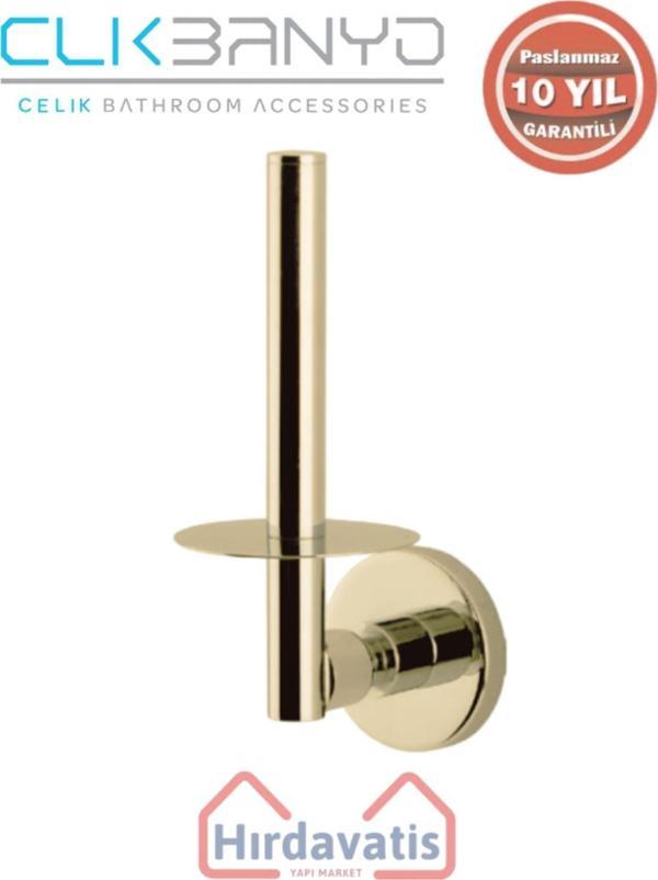 Çelik Banyo Paslanmaz Pirinç Flora Yedek Kağıtlık Altın Sarı Gold - Image 1