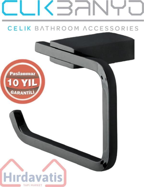 Çelik Banyo Paslanmaz Pirinç Titanik Tuvalet Kağıtlık Mat Siyah - Image 1