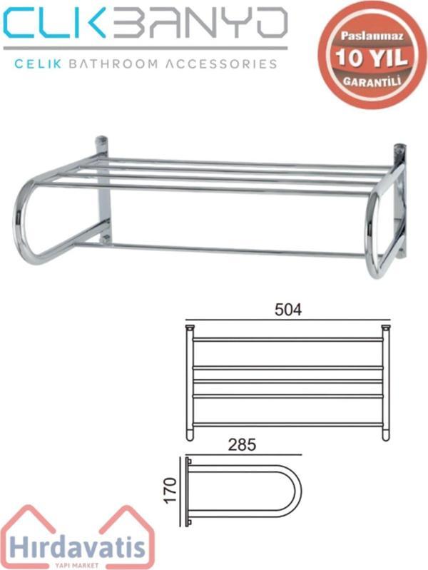 Çelik Banyo Paslanmaz Pirinç Mercan Lamalı Raf Havluluk 50Cm - Image 1