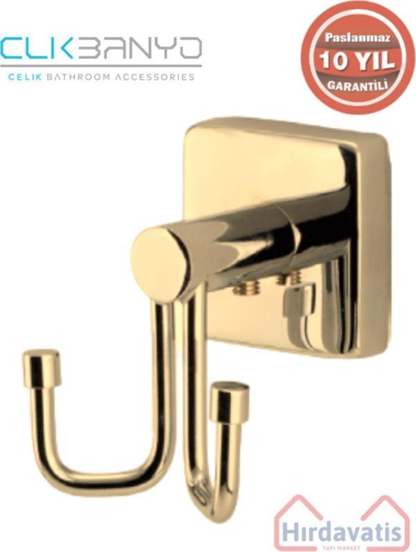 Çelik Banyo Paslanmaz Pirinç Vizyon 2’Li Bornozluk Altın Sarı Gold 10 Yıl Garantili - Image 1