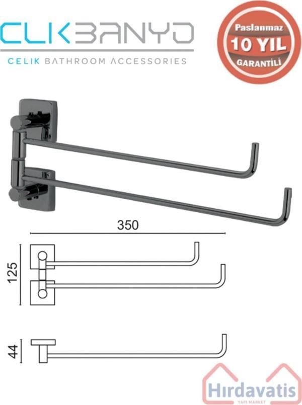Çelik Banyo Paslanmaz Pirinç Vizyon 2’Li Döner Havluluk Mat Siyah - Image 1