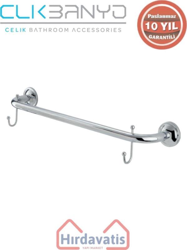 Çelik Banyo Paslanmaz Pirinç Bella Uzun Havluluk Çift Kancalı 50Cm - Image 1