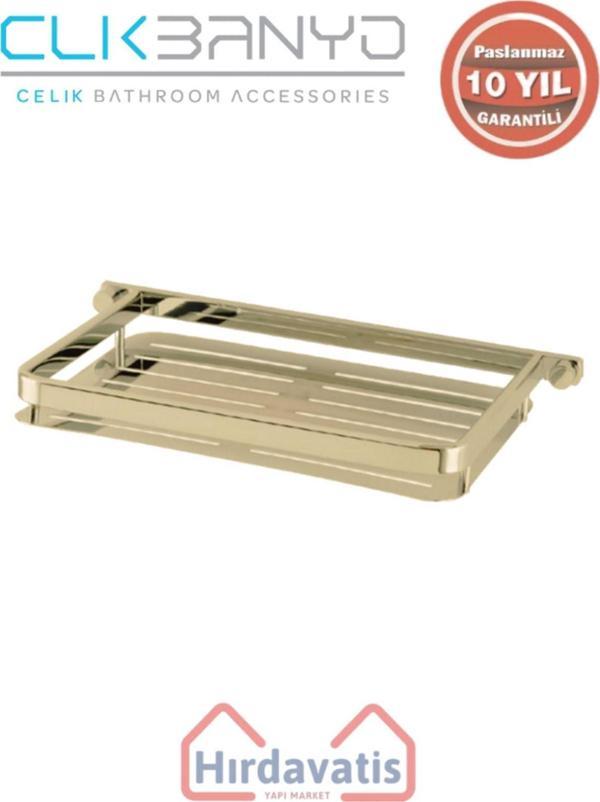 Çelik Banyo Paslanmaz Pirinç Mercan Saç Șampuanlık Krom 15X22Cm Altın Sarı Gold - Image 1