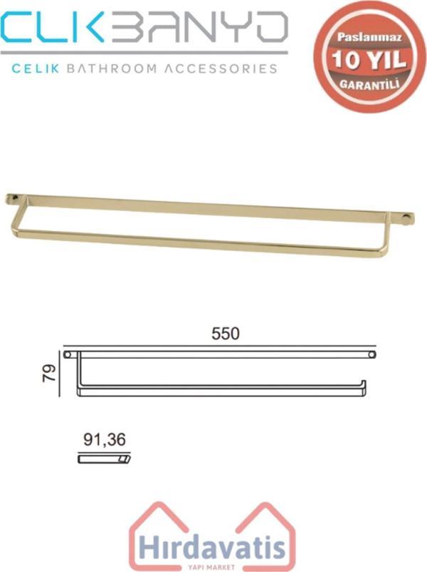Çelik Banyo Paslanmaz Pirinç Mercan Uzun Havluluk 50Cm Altın Sarı Gold - Image 1