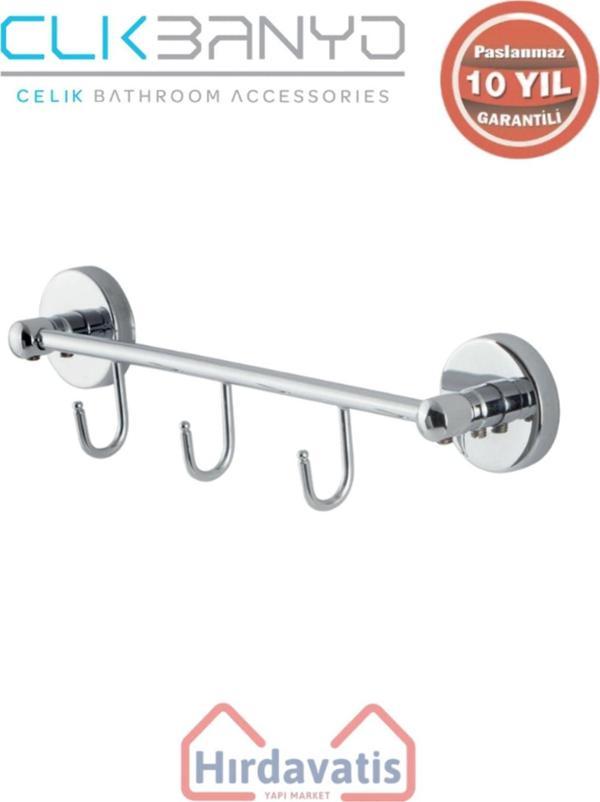 Çelik Banyo Paslanmaz Pirinç Karaca 3’Lü Askılık - Image 1