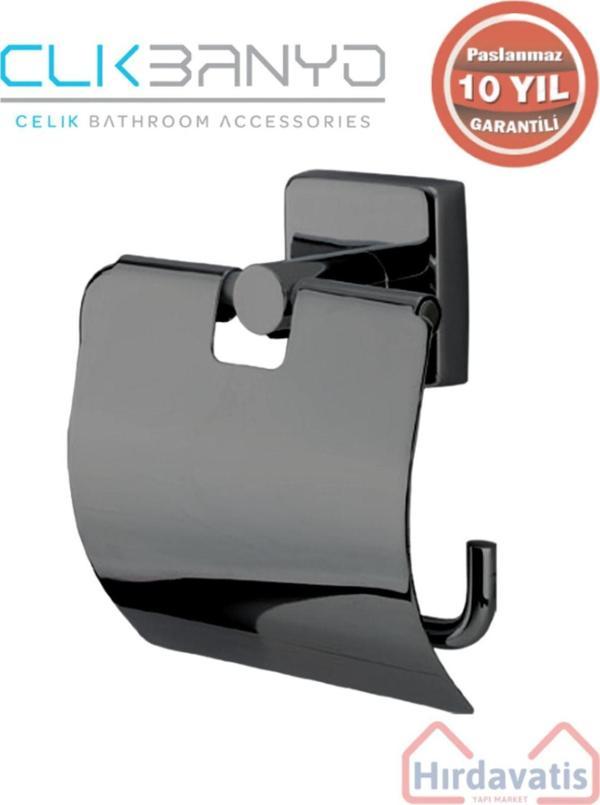 Çelik Banyo Paslanmaz Pirinç Vizyon Geni? Kapaklı Kağıtlık Mat Siyah - Image 1