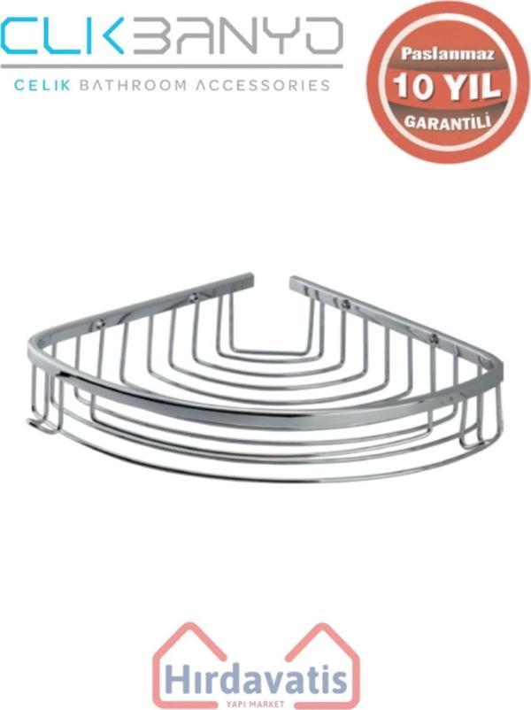 Çelik Banyo Paslanmaz Pirinç Destina Krom Tekli 19X19Cm Sabunluk Şampuanlık Ve Köşe Süngerlik - Image 1