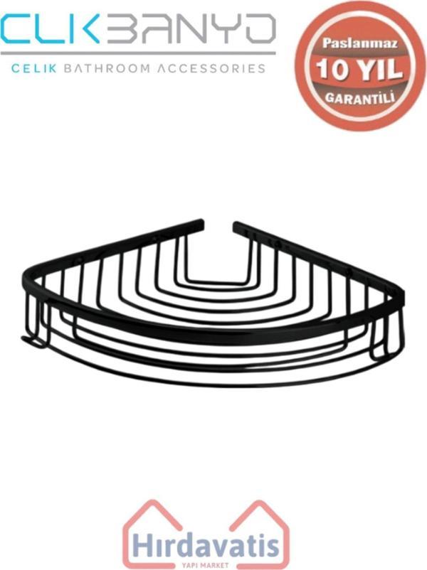 Çelik Banyo Paslanmaz Pirinç Destina Krom Tekli 19X19Cm Sabunluk Şampuanlık Ve Köşe Süngerlik Mat Siyah - Image 1