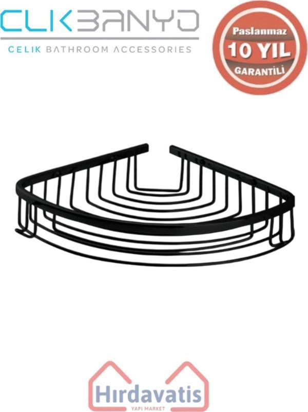Çelik Banyo Paslanmaz Pirinç Destina Krom Tekli 22X22Cm Sabunluk Şampuanlık Ve Köşe Süngerlik Mat Siyah - Image 1