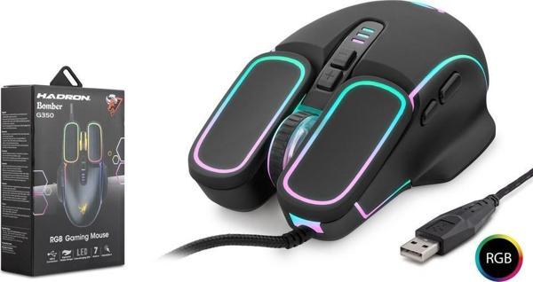 Hadron Bomber G350 Rgb 7 Buttons Usb 1200-2400-4800-6400 Dpı Kablolu Oyuncu Mouse (1,40Cm Kablo Uzunluğu) - Image 1