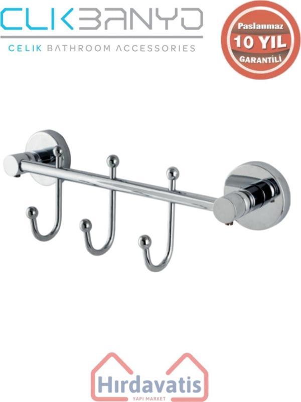 Çelik Banyo Paslanmaz Pirinç Dilek 3’Lü Askılık - Image 1