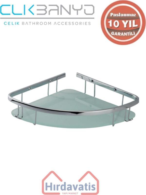 Çelik Banyo Paslanmaz Pirinç Karmina Camlı Oval Süngerlik Tekli 22X22Cm Sabunluk Şampuanlık Ve Köşe Süngerlik - Image 1