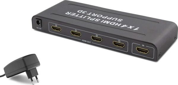 Hadron Hdx1294 4 Port Hdmi Splitter 1.4V 1080P 3D 1-İn 4-Out Siyah (Giriş 1Xhdmi-Çıkış 4 Xhdmi) - Image 1
