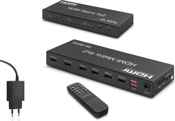 Hadron Hdx1334 Hdmi Switch & Splitter 4-İn 2-Out Matrix Siyah 4K Hdmi Girişi: 4 Hdmi Çıkışı: 2 - Image 1